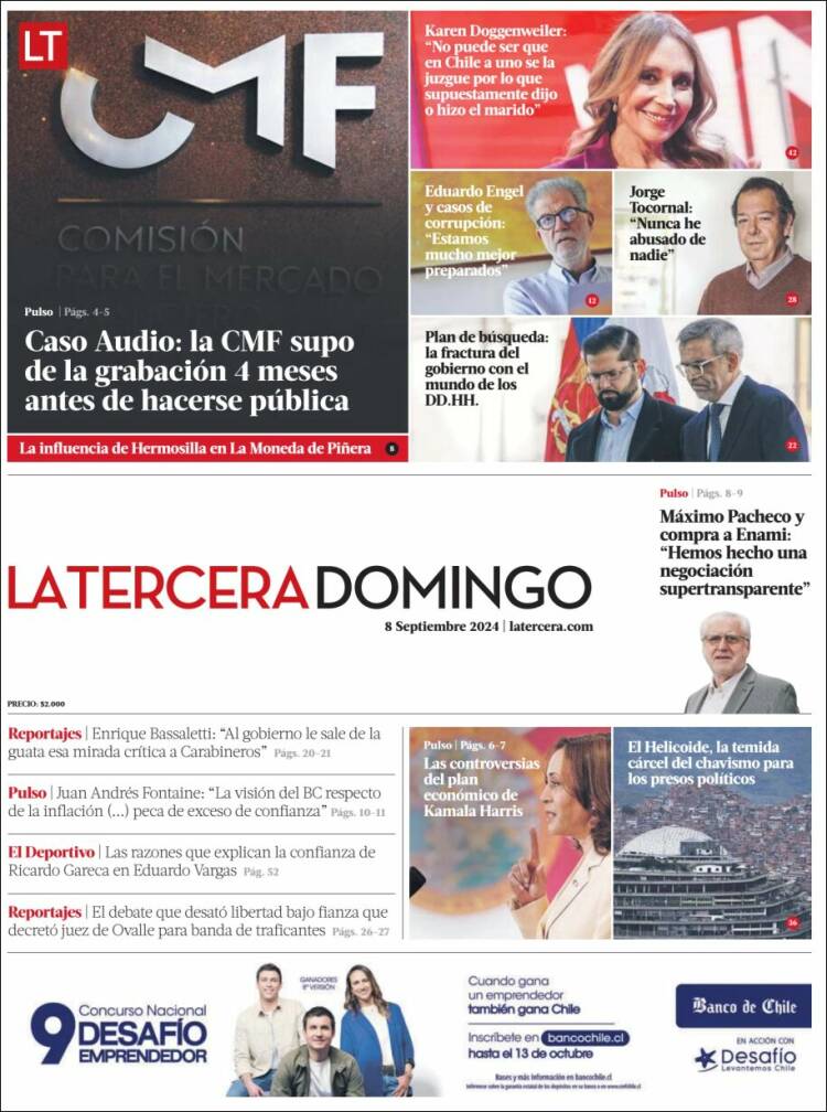 Portada de La Tercera (Chile)