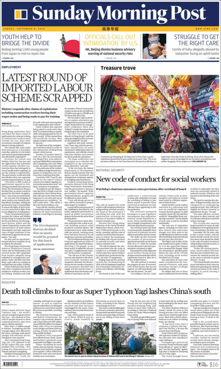 Portada de South China Morning Post (China)