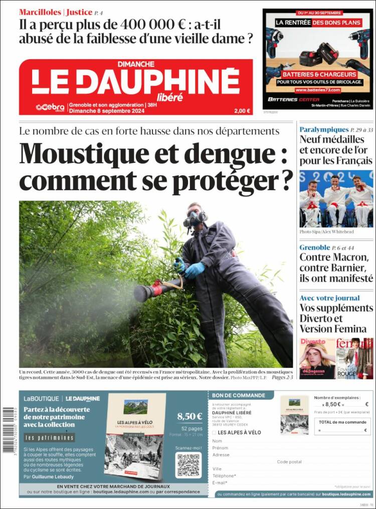 Portada de Le Dauphiné Libéré (Francia)