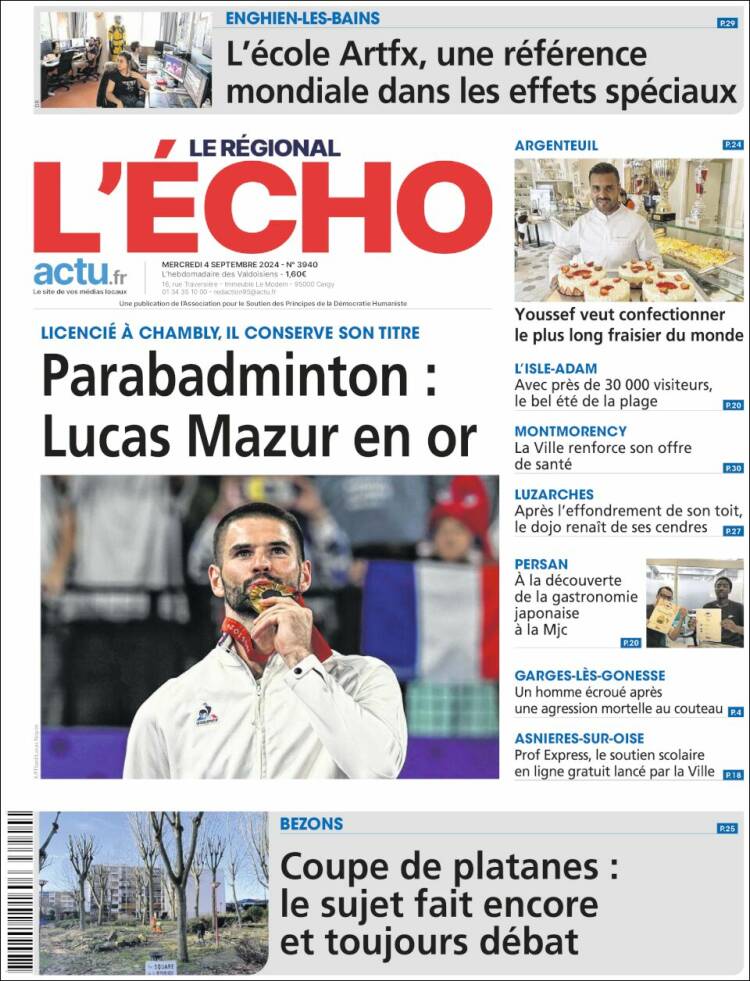 Portada de L'Echo de la Haute-Vienne (Francia)