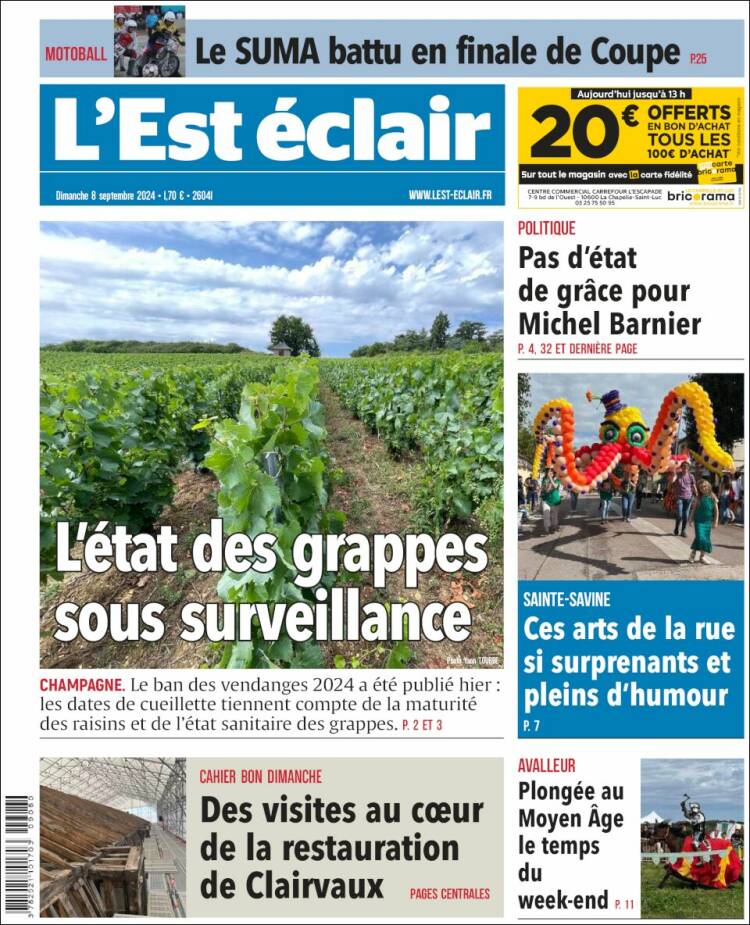 Portada de L'Est Eclair (Francia)