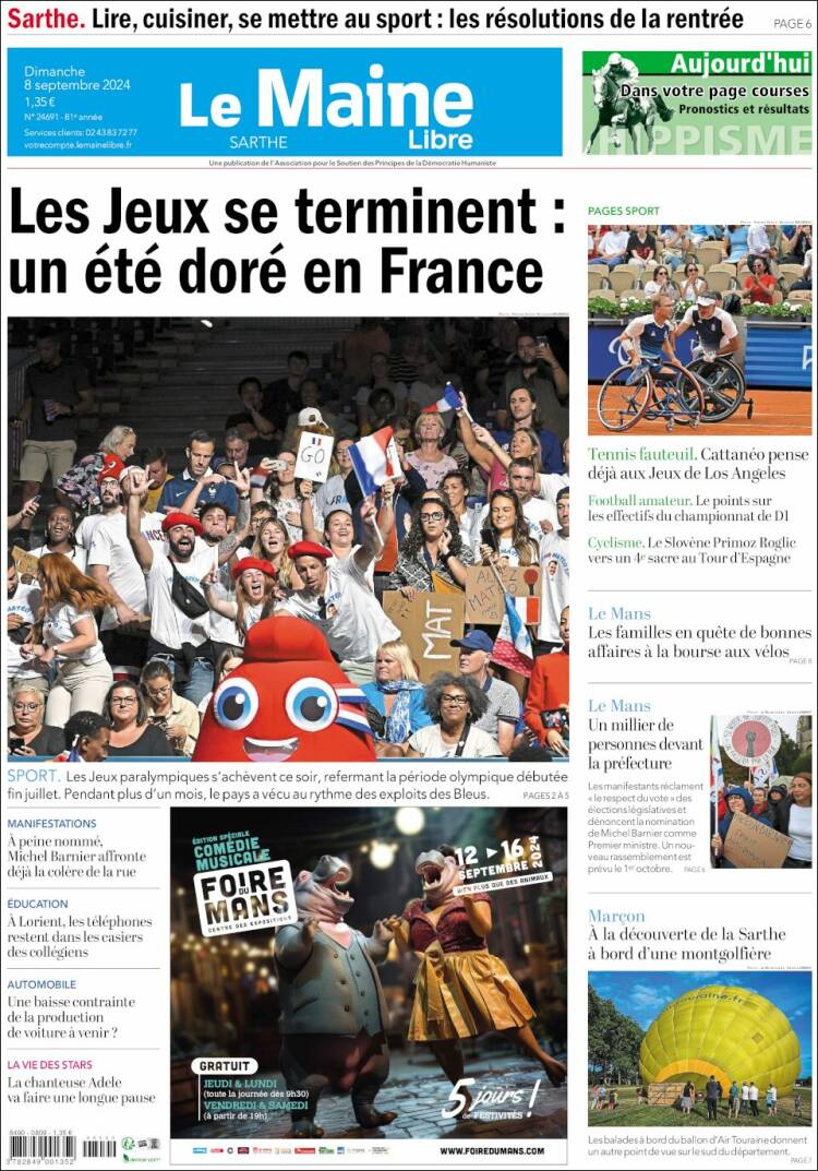 Portada de Le Maine Libre (Francia)