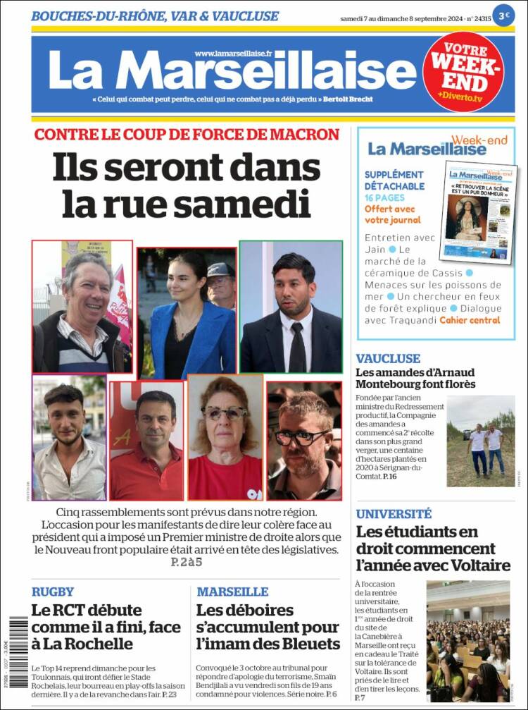 Portada de La Marseillaise (Francia)