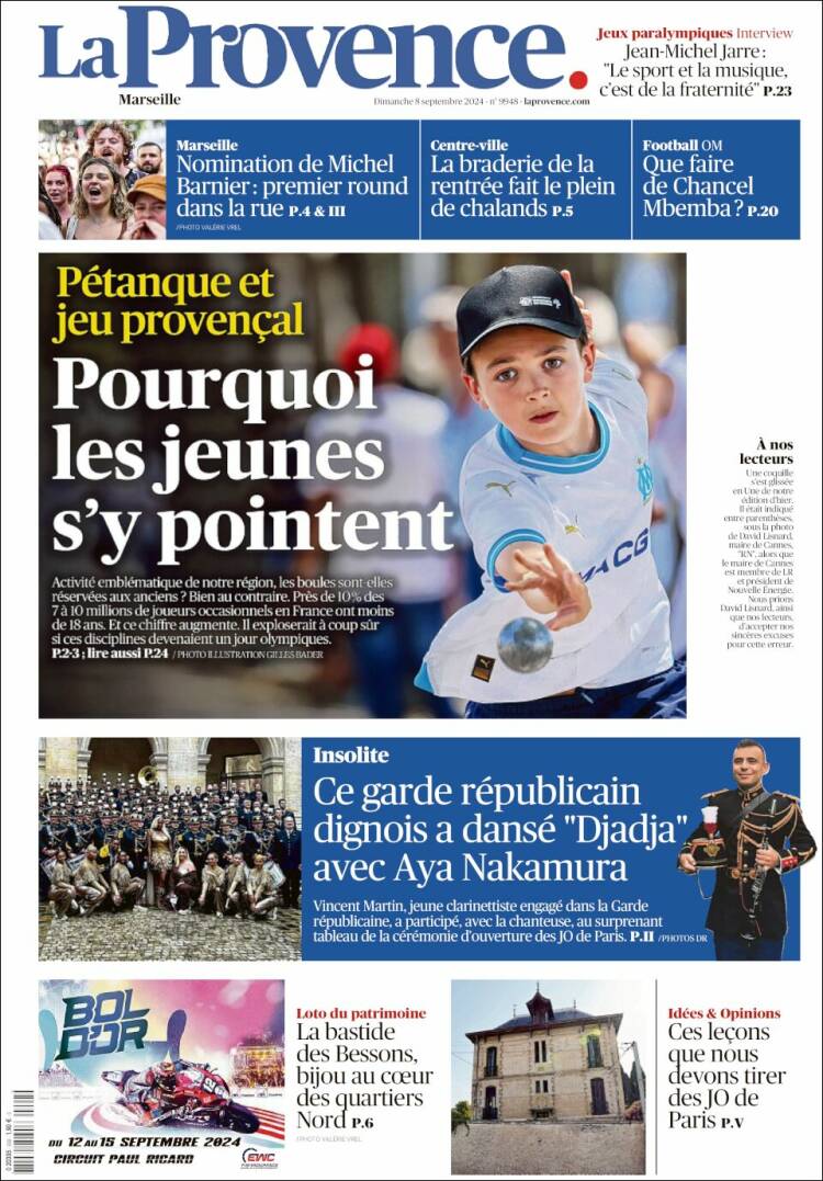 Portada de La Provence (Francia)