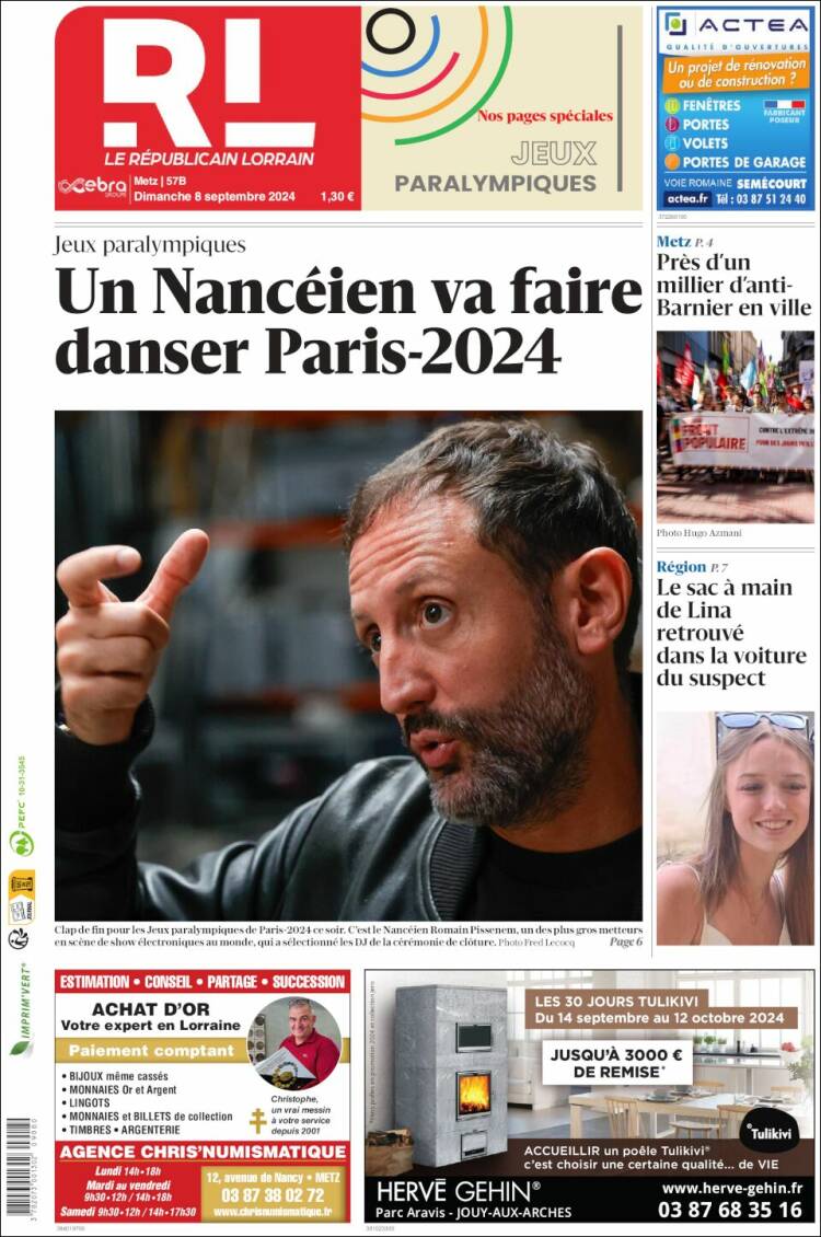 Portada de Le Republicain Lorrain (Francia)