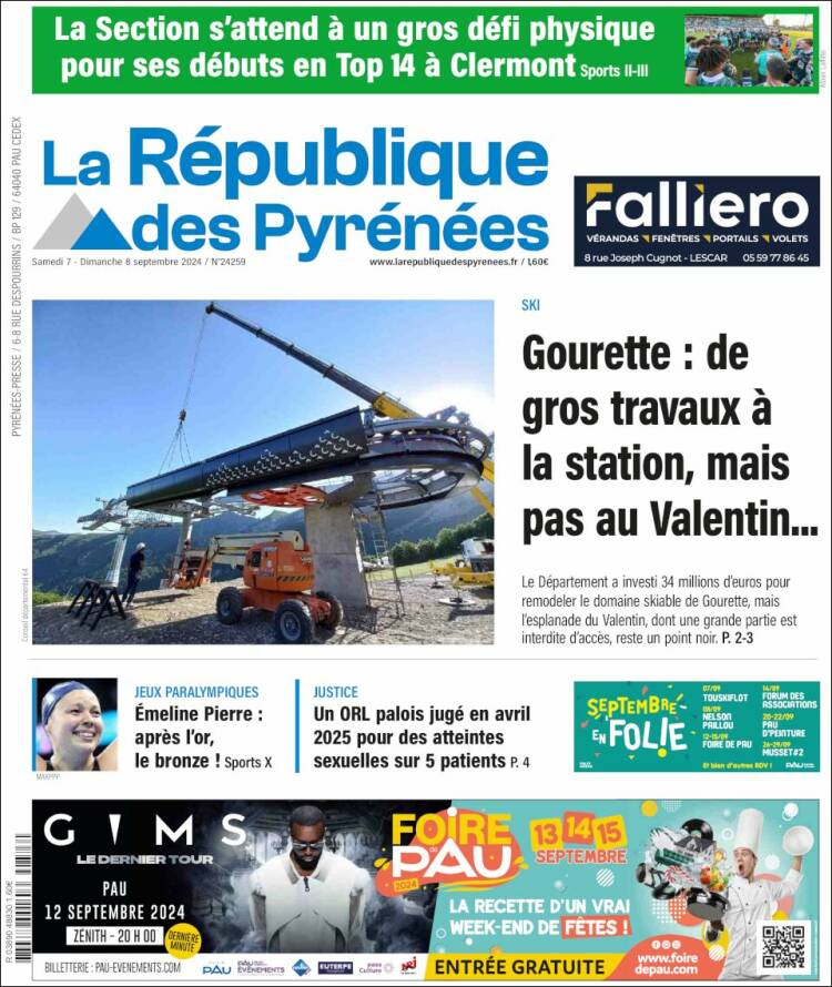 Portada de La République des Pyrénées (Francia)