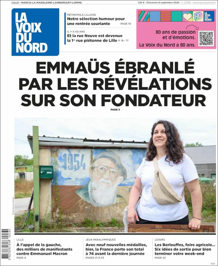 Portada de La Voix du Nord (Francia)