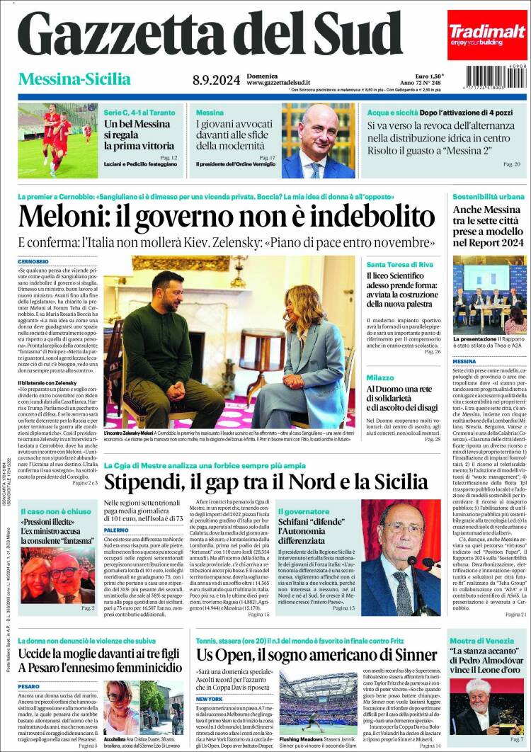 Portada de Gazzetta del Sud (Italia)