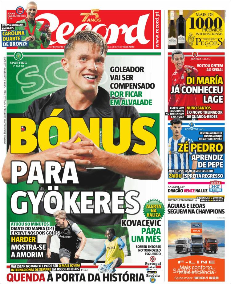 Portada de Jornal de Negócios (Portugal)