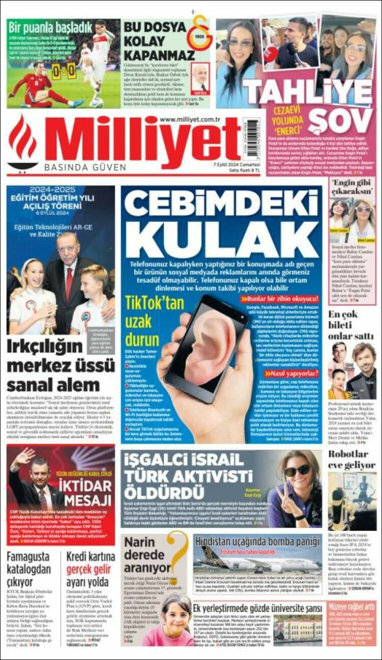 Portada de Milliyet (Turqu&iacute;a)
