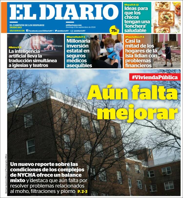 Portada de El Diario NY (USA)