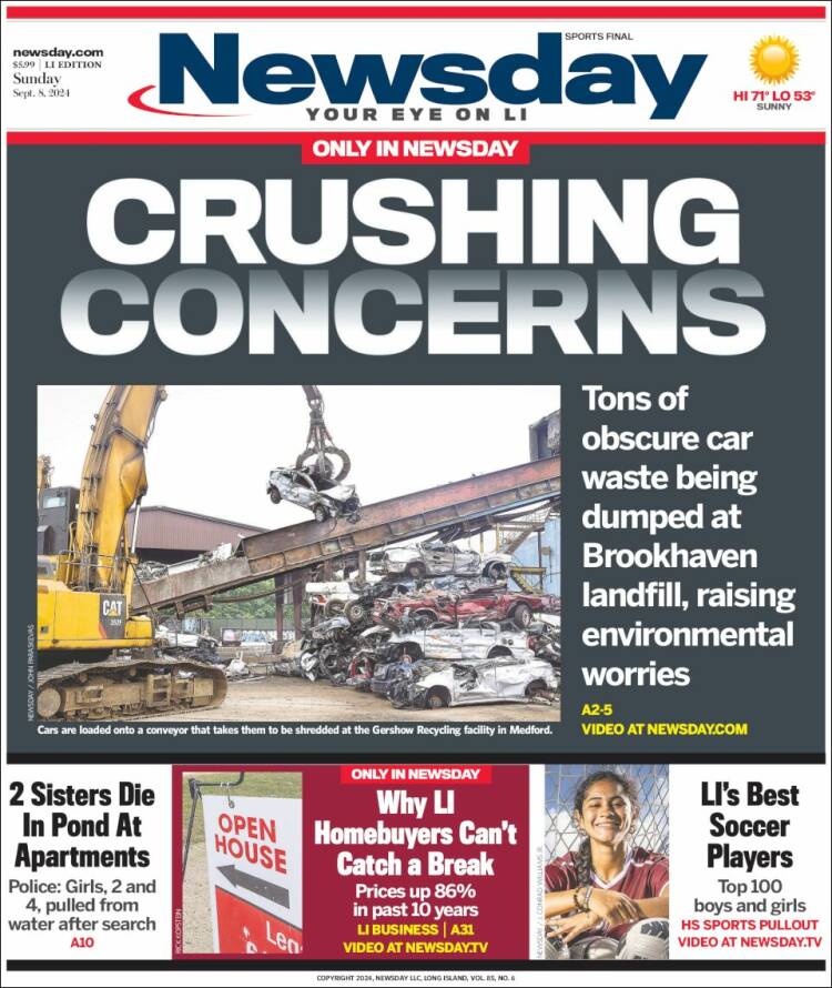 Portada de Newsday (USA)