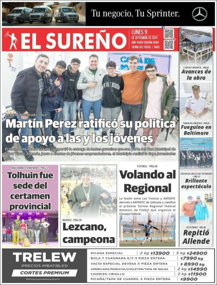 Portada de Diario El Sureño (Argentina)