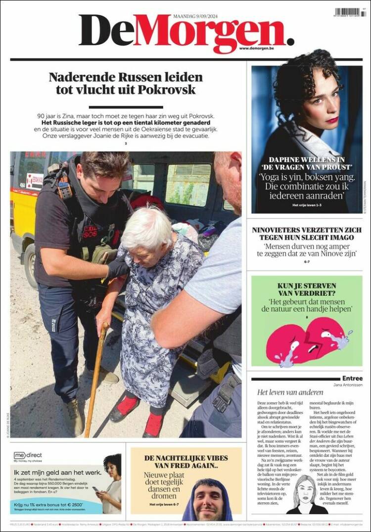 Portada de De Morgen (B&eacute;lgica)