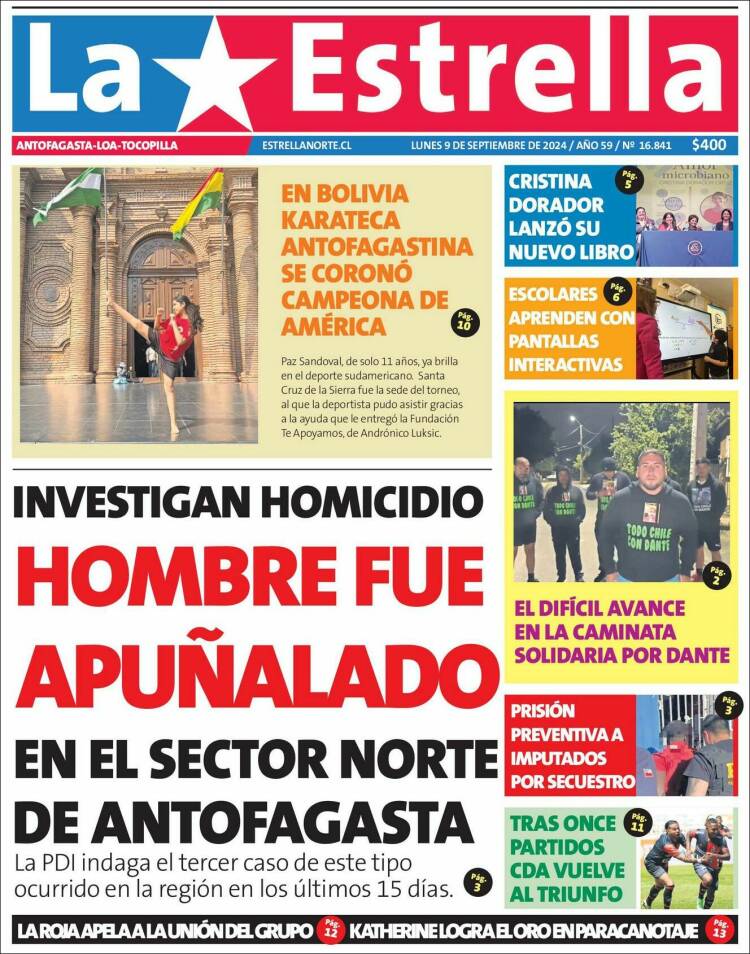 Portada de La Estrella de Tocopilla (Chile)
