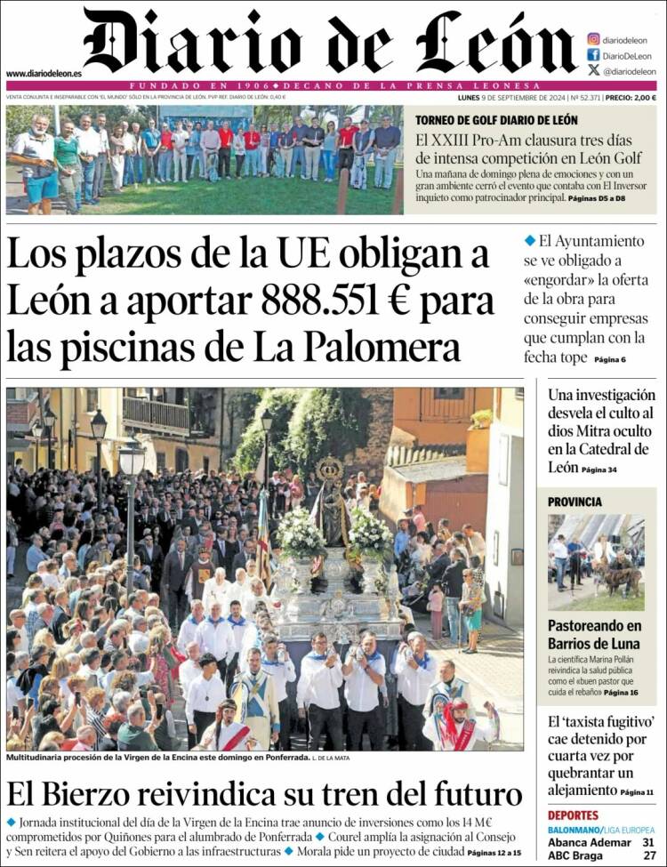 Portada de Diario de León (España)