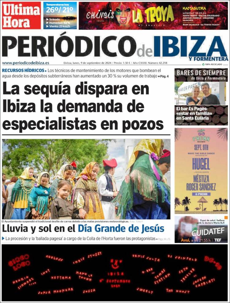 Portada de Periódico de Ibiza (España)