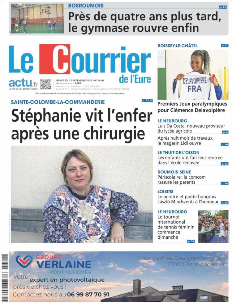 Portada de Le Courrier de l'Ouest (Francia)