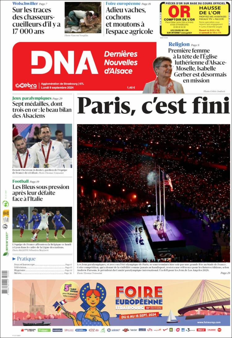 Portada de Les Dernières Nouvelles d'Alsace (Francia)