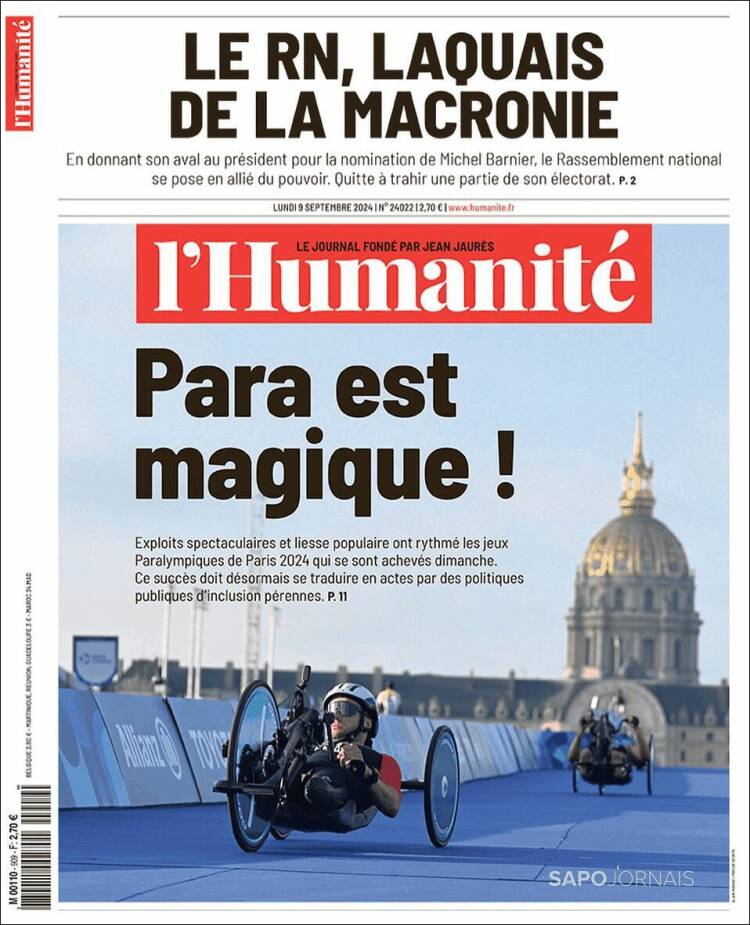 Portada de l'Humanite (Francia)