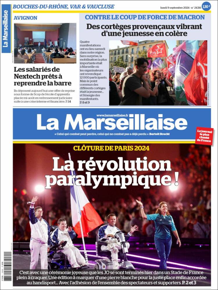 Portada de La Marseillaise (Francia)