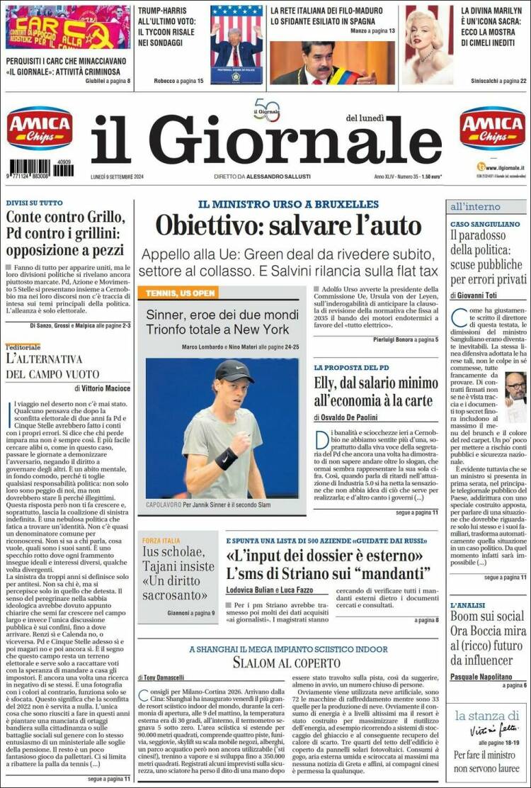 Portada de il Giornale (Italia)