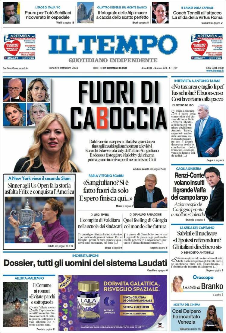 Portada de Il Tempo (Italia)