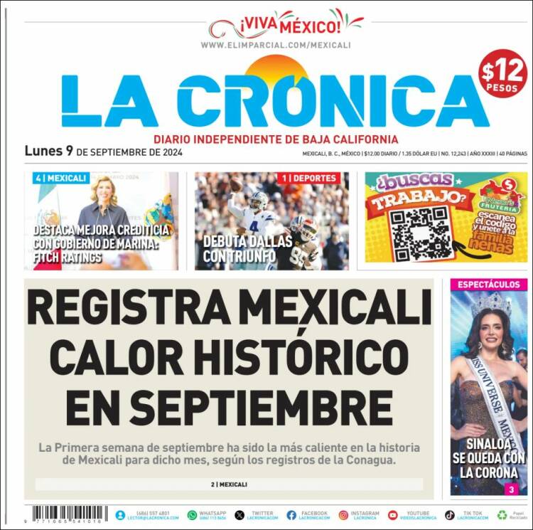 Portada de La Crónica de Baja California (M&eacute;xico)