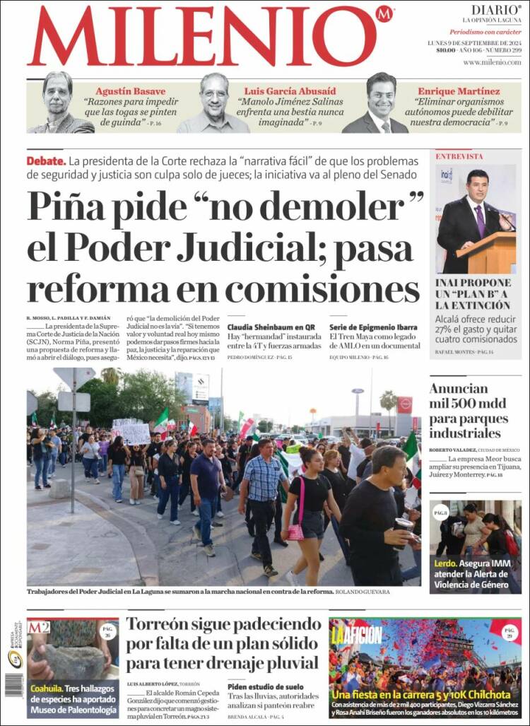 Portada de Milenio - Laguna (M&eacute;xico)