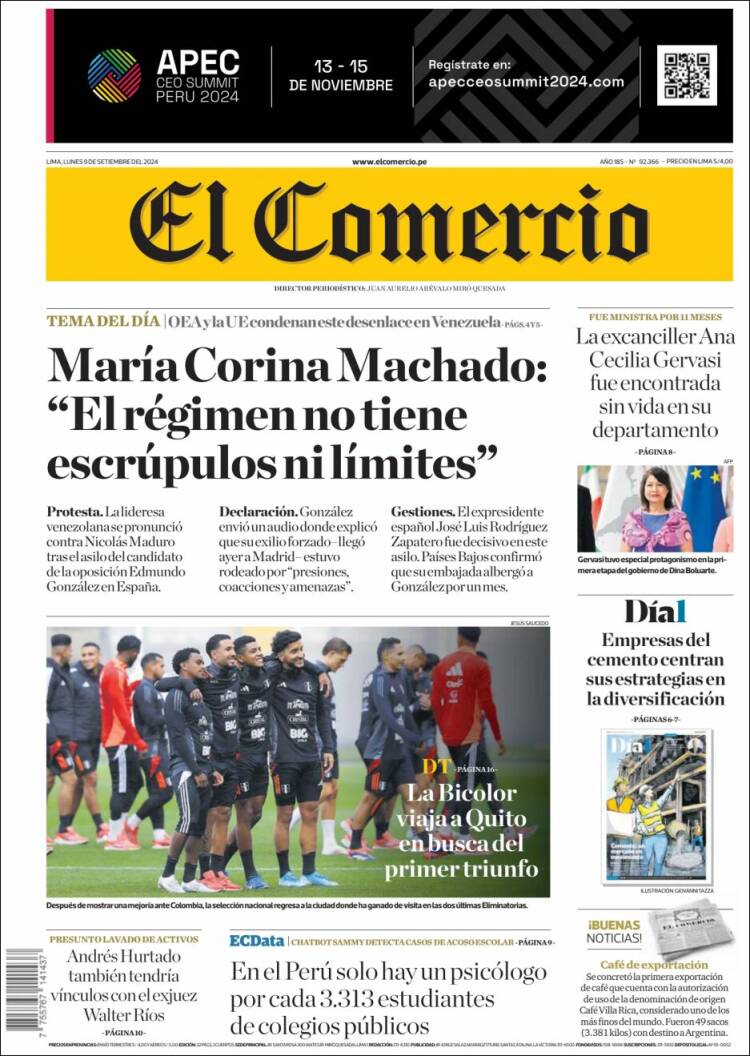 Portada de El Comercio (Per&uacute;)