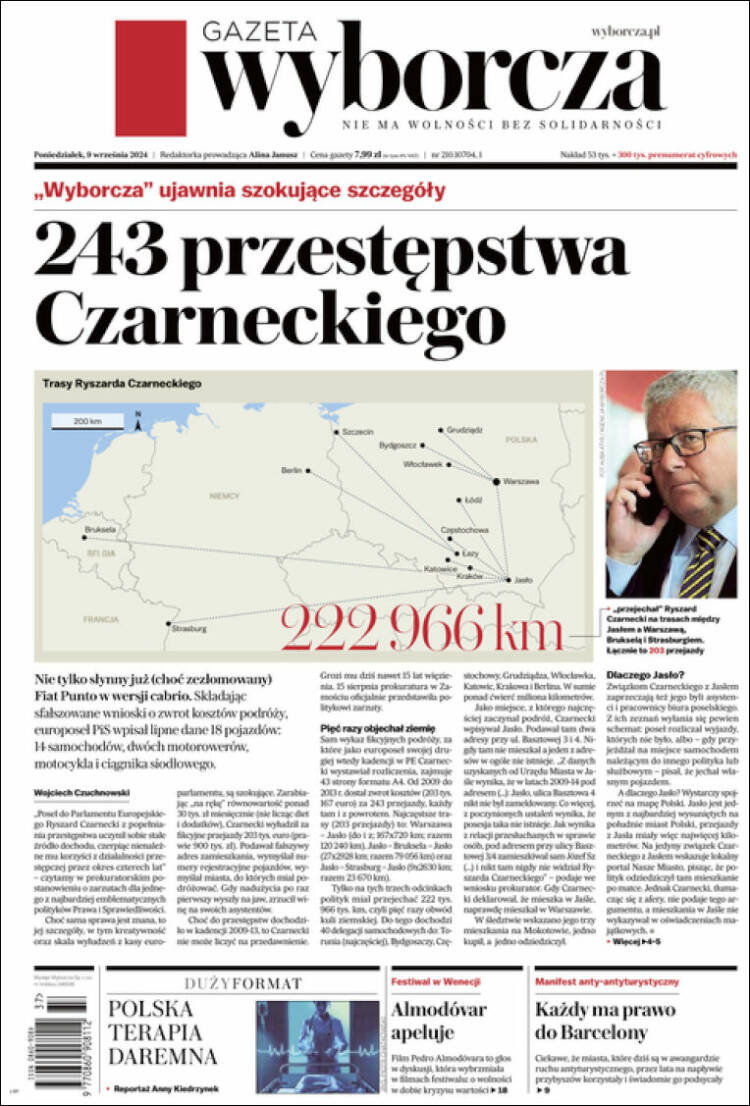Portada de Gazeta Wyborcza (Polonia)