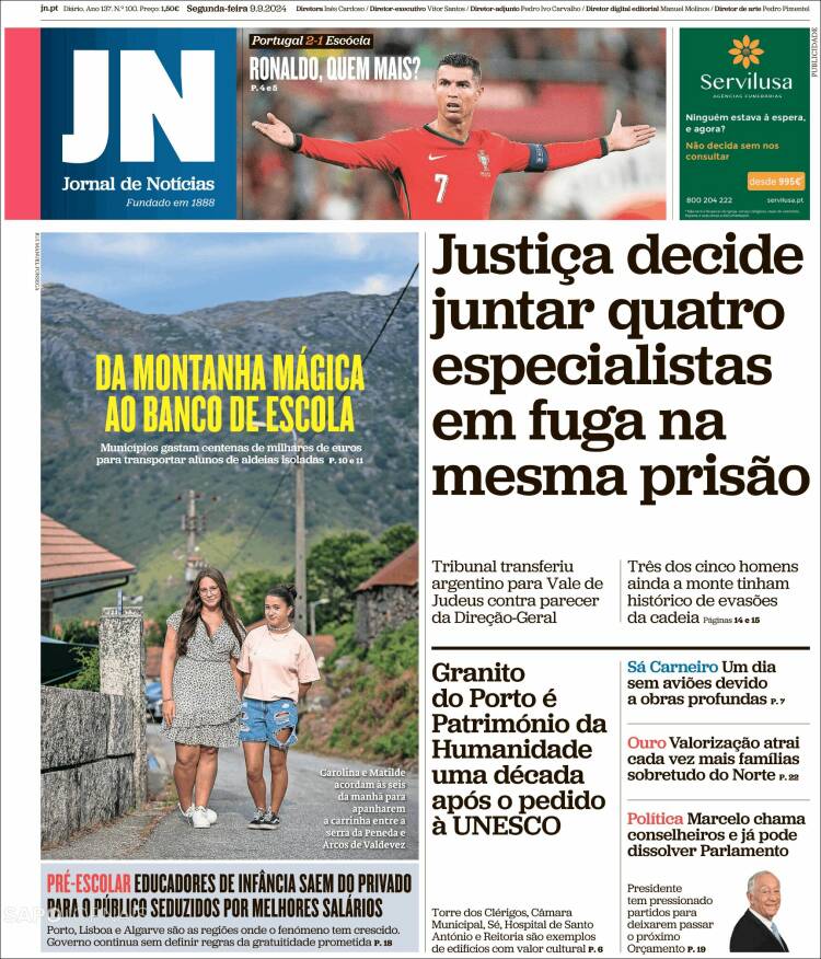 Portada de Jornal de Notícias (Portugal)