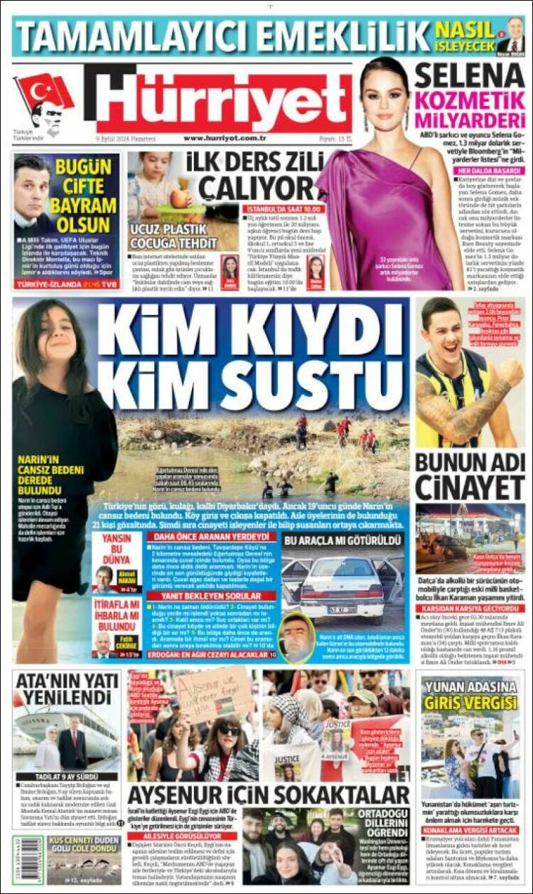 Portada de Hürriyet (Turqu&iacute;a)