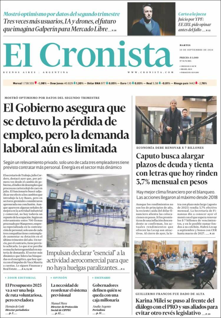 Portada de El Cronista Comercial (Argentina)