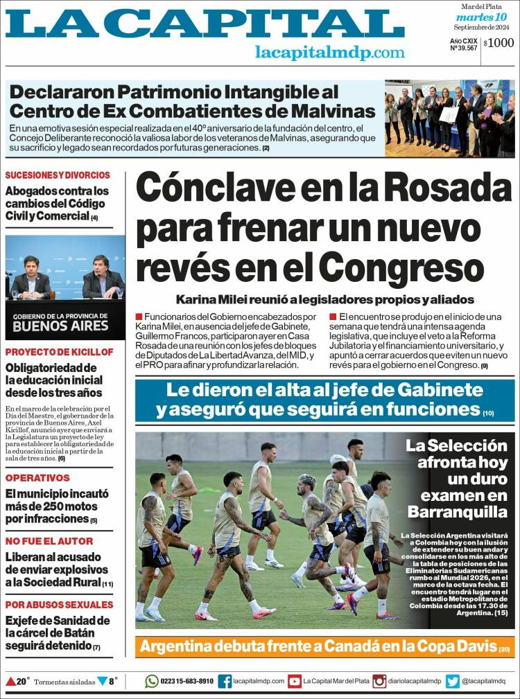 Portada de Diario La Capital - Mar del Plata (Argentina)