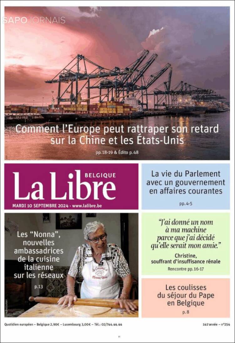 Portada de La Libre.be (B&eacute;lgica)