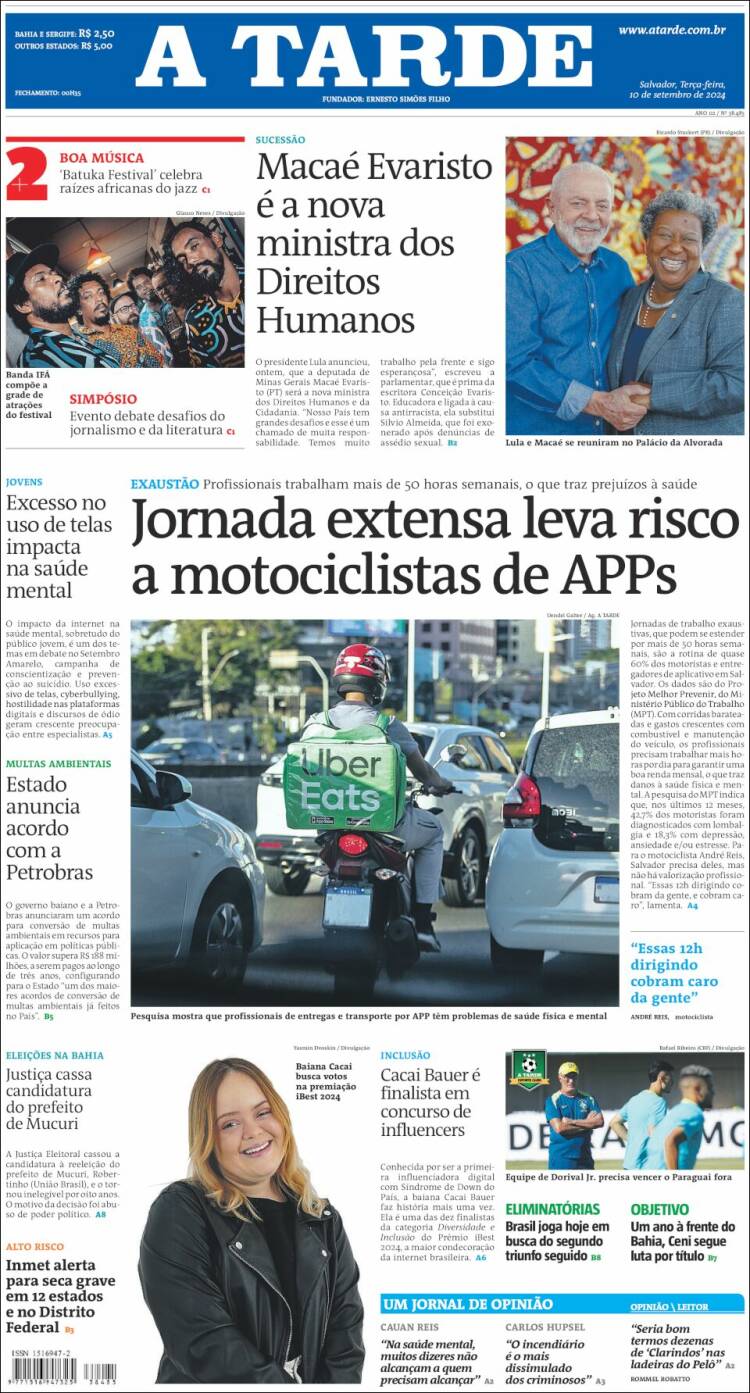 Portada de Diário A Tarde (Brasil)