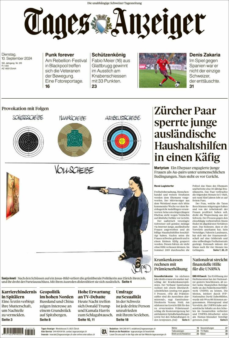 Portada de Tages-Anzeiger (Suiza)