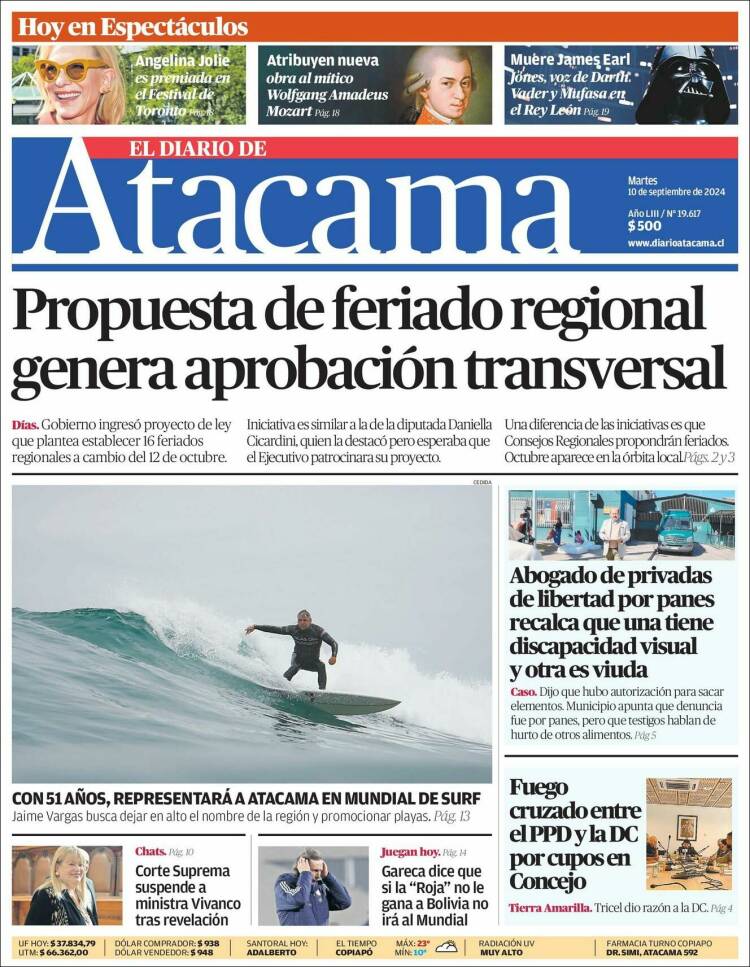 Portada de Diario de Atacama (Chile)