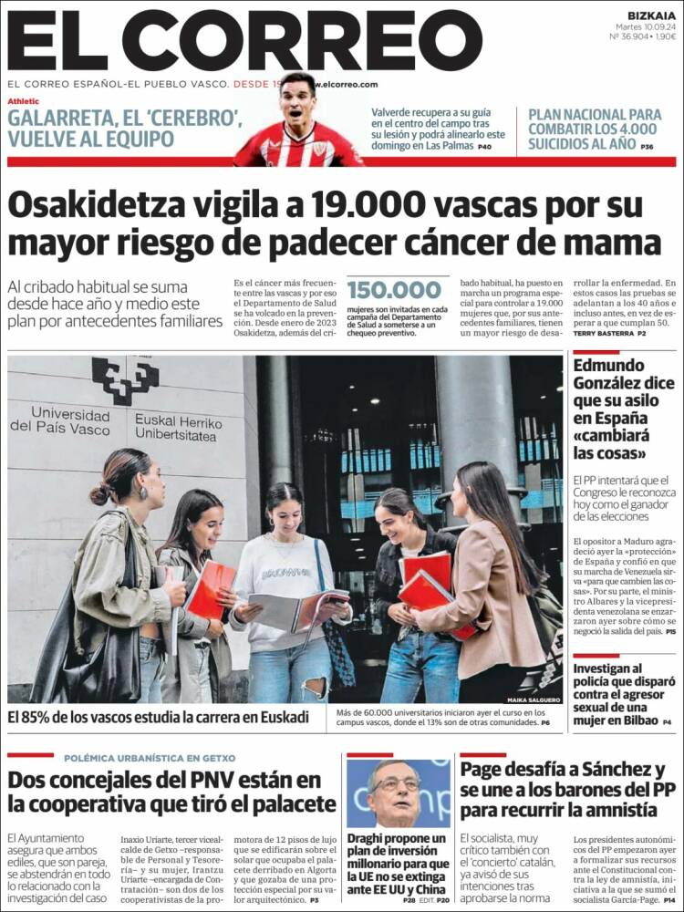 Portada de El Correo (Espa&ntilde;a)