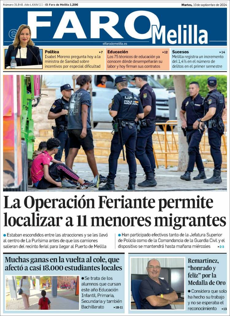 Portada de El Faro de Melilla (Espa&ntilde;a)