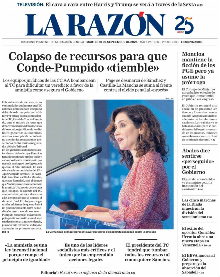 Portada de La Razón (Spain)