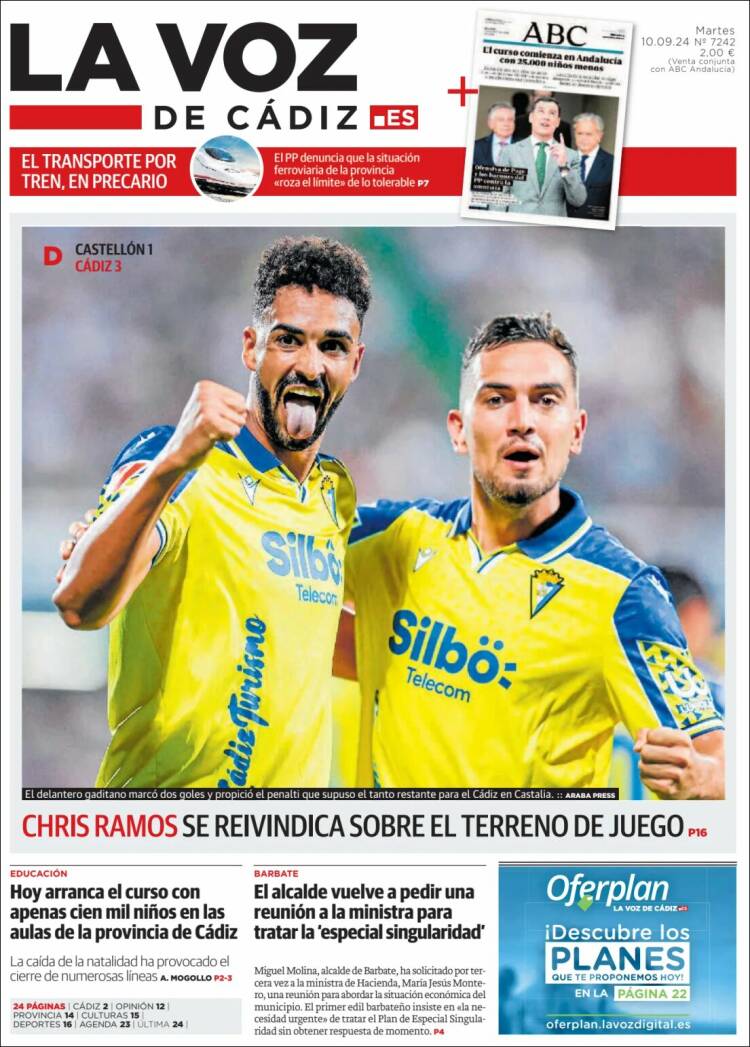 Portada de La Voz de Cádiz (Espa&ntilde;a)