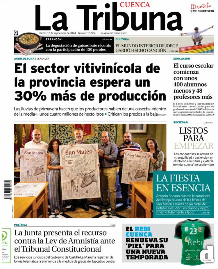 Portada de La Tribuna de Cuenca (Espa&ntilde;a)
