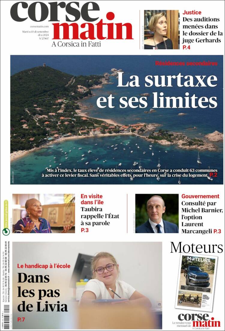 Portada de Corse-Matin (Francia)