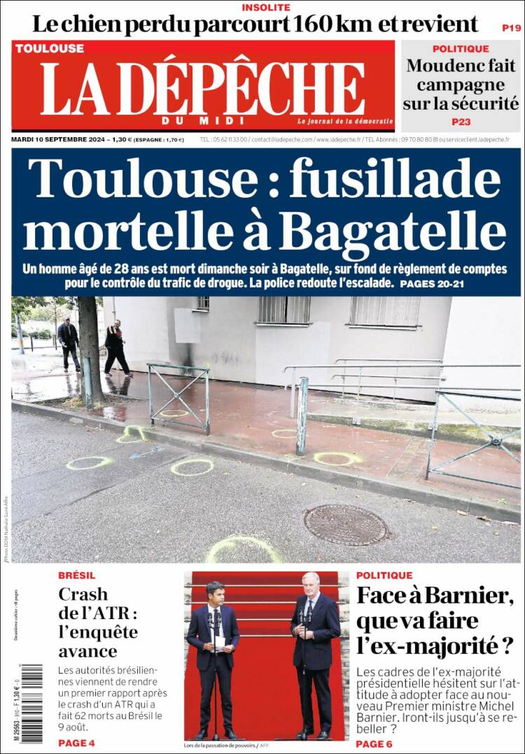 Portada de La Dépêche du Midi (Francia)