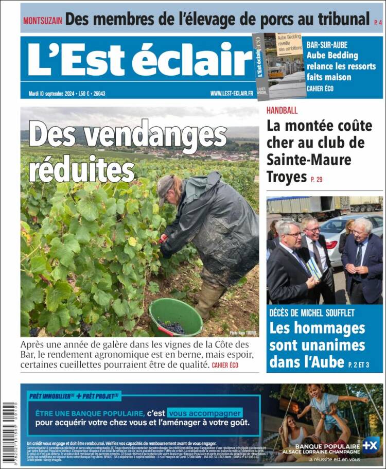Portada de L'Est Eclair (Francia)