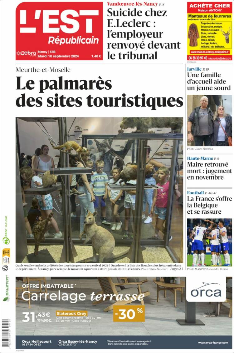 Portada de L'Est Republicain (Francia)