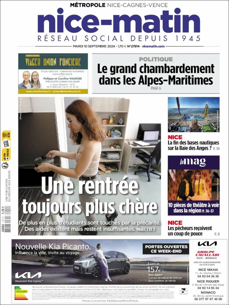 Portada de Nice-Matin (Francia)
