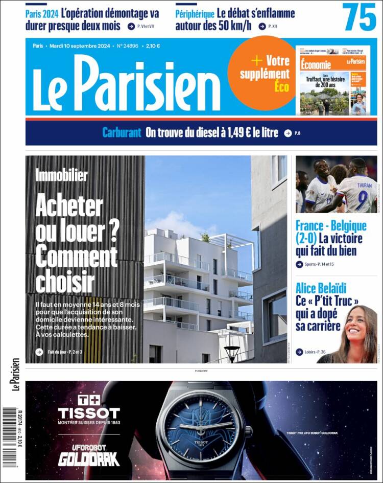 Portada de Le Parisien (Francia)